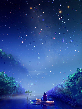 蓝色璀璨星空青春追梦背景