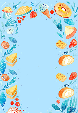 清新简约夏季甜品店促销背景