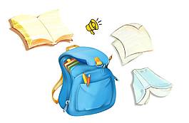 手绘书包书本元素