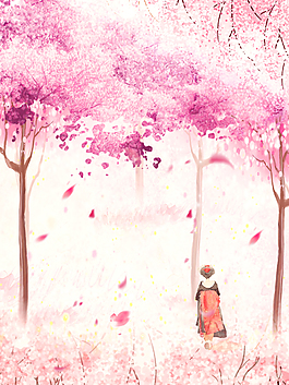 樱花节浪漫粉色背景