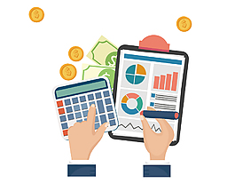 卡通手绘计算器报告单矢量元素