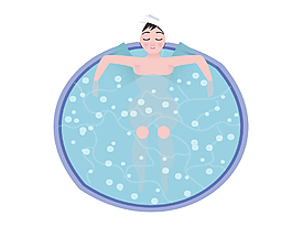 卡通蓝色泳池泡温泉矢量元素