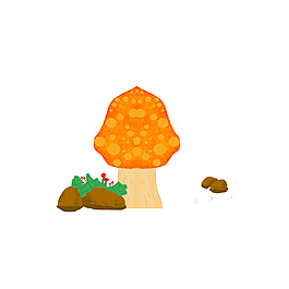 夏季蘑菇夏天花草蘑菇草丛元素