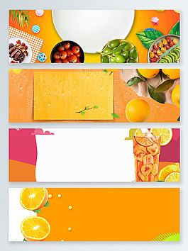 黄色水果果汁健康食物banner背景