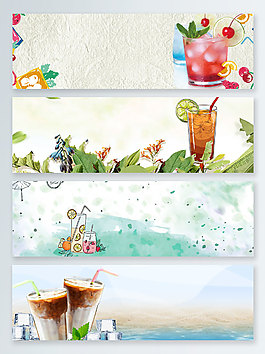 清凉一夏冷饮健康食物banner背景