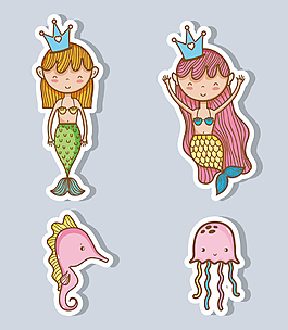可爱人鱼公主装饰元素