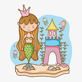 梦幻人鱼公主城堡装饰元素