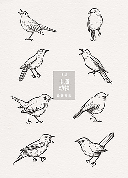 手绘小鸟素材