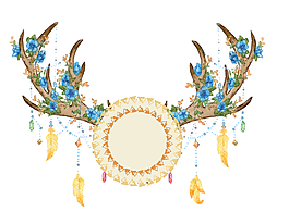 抽象鹿角白色圈圈元素