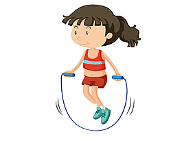 手绘人物跳绳元素
