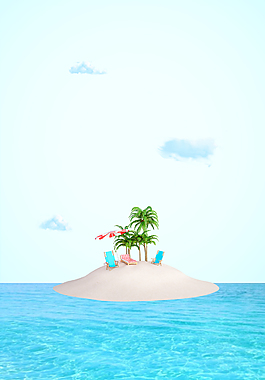 手绘卡通夏天度假背景