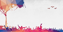 五彩同学会海报背景设计