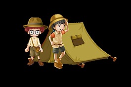 手绘卡通儿童野营装饰素材