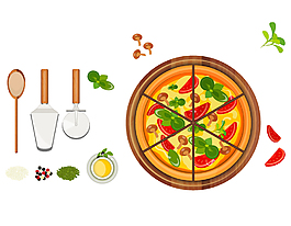 卡通披萨材料元素