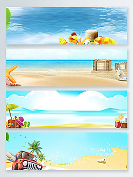 海滩凉爽夏季旅游banner背景