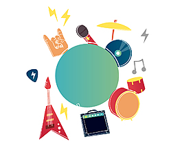 卡通乐器音乐元素