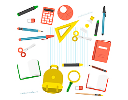 开学季矢量手绘水彩元素