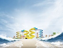 沙滩大海冲浪海报背景图