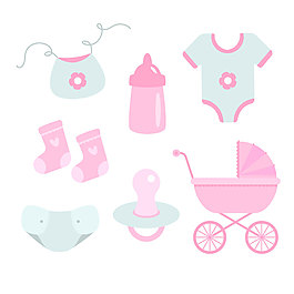 清新少女心粉色婴儿产品装饰元素