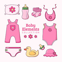 少女心美丽婴儿用具装饰元素