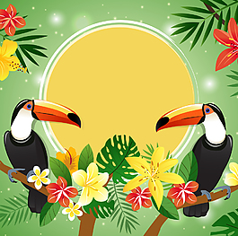 热带植物和大嘴鸟背景