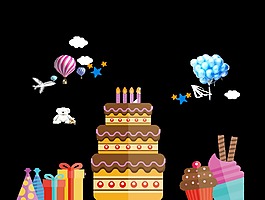 手绘卡通生日装饰素材