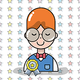 可爱荣誉手绘男生装饰元素