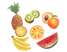 手绘水果切片矢量图
