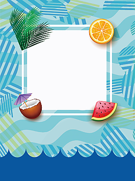 蓝色小清新矢量夏季背景
