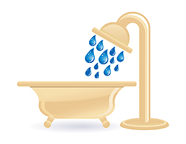 手绘卡通淋浴浴盆矢量元素