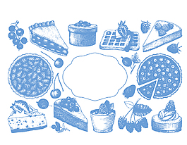 手绘水果甜点矢量图