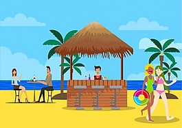 夏天沙漠度假ai矢量素材下载