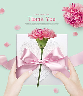 感恩父亲节粉色康乃馨礼物海报背景图