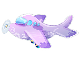 手绘水彩淡雅紫色飞翔的小飞机