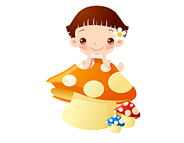 手绘彩色儿童蘑菇玩具元素