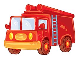 手绘卡通消防车矢量图