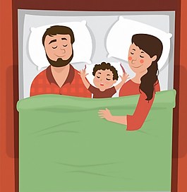 家庭幸福睡觉ai矢量素材下载