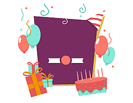 卡通儿童节黑板礼物盒矢量元素