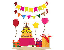 手绘卡通生日快乐矢量元素