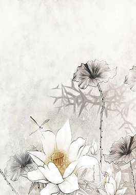 手绘古风荷花海报背景素材