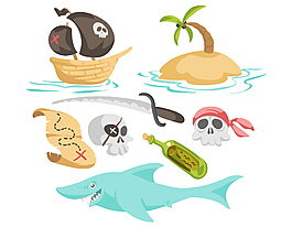 手绘海水沙滩元素