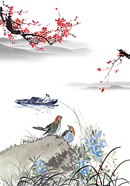 中国水墨山水背景