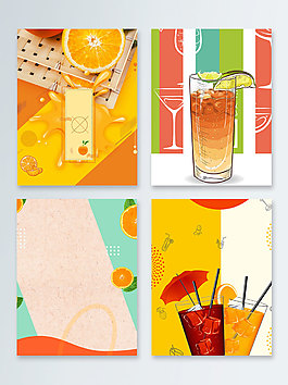 冷饮橙汁夏季鲜榨果汁广告背景图