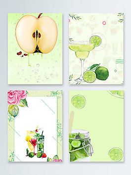 绿色苹果夏季鲜榨果汁广告背景图