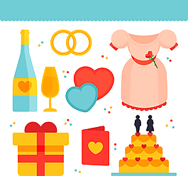扁平卡通婚礼用品插画