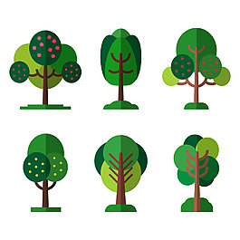 6款绿色树木装饰合集元素