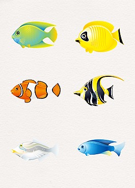 彩色卡通设计鱼类