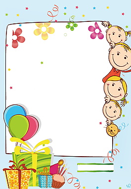 卡通精美六一儿童节边框孩子气球礼物背景