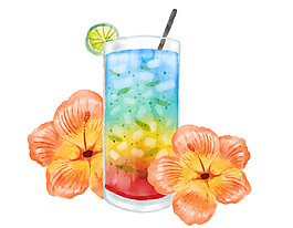 手绘彩色清新柠檬冷饮元素