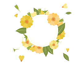 扁平可爱圆形花环矢量图